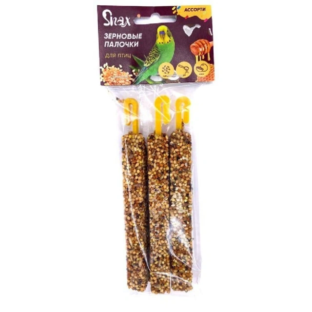 Лакомство Snax д/птиц ассорти(кунжут/мед/кокос)75г